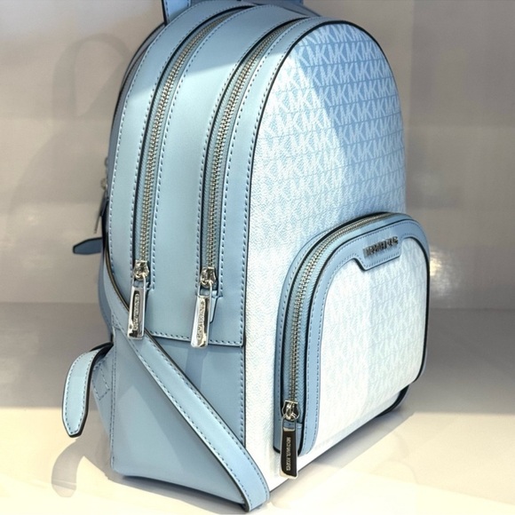 Michael Kors Jaycee Medium Ombré Signature Logo Backpack Light Sky Blue - Picture 7 of 12